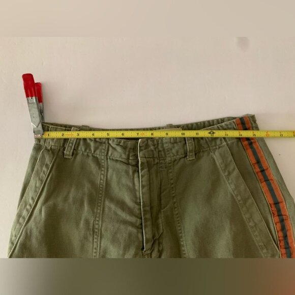 Nili Lotan Slouchy Linen Luna Pant w Side Tape Drop Crotch Army Green Size 4 - Picture 7 of 11